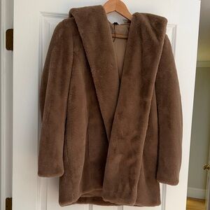 James Perse Brown Faux Fur Coat